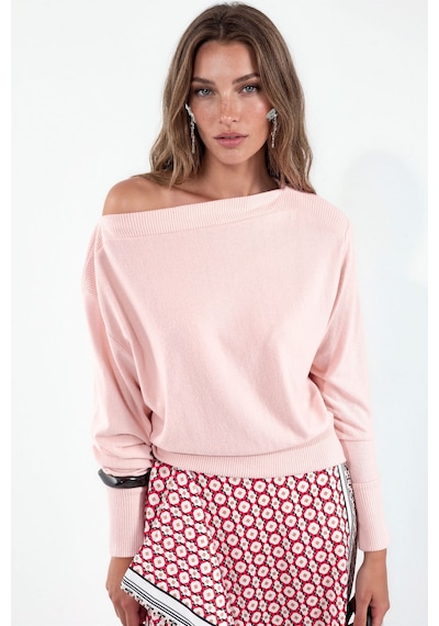 Hiccup Busem Kadın Düz Bisiklet Yaka Sweatshirt Pembe