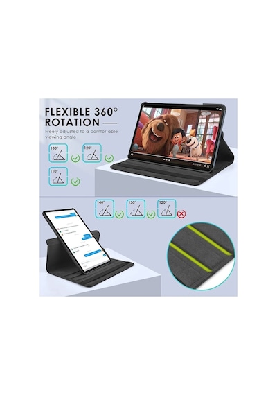 Samsung Galaxy Tab A11 / A9 8.7 İnç Tablet Uyumlu 360 Döner Pu Deri Kılıf Seti Sm-x110 Kapaklı Kılıf