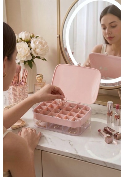 Aksesuar Standı, Takı Organizeri, Kolye, Yüzük, Küpe Organizeri Pembe