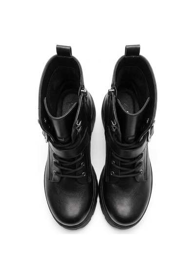 V.s.h Velvet Hayka Yüksek Tabanlı 8 Cm Tokalı Bağcıklı Kadın Siyah Bot-2558