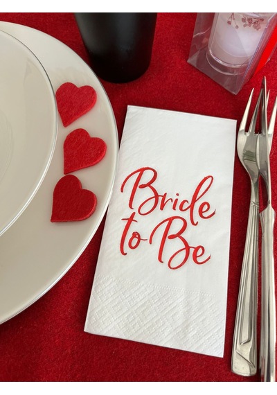 Kırmızı Yaldızlı Beyaz Bride To Be Peçete 16 Lı