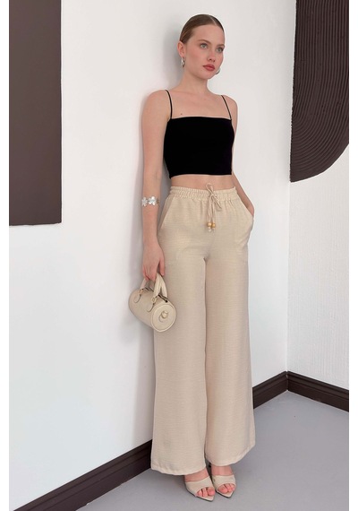 Verymoda Keten Pantolon D2381 Taş