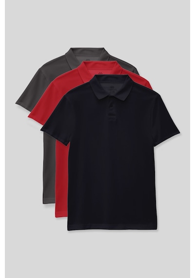 Standart Fit Basic Polo Yaka 3lü Paket Lacivert-koyu Gri-fiesta Unisex Çocuk T-shirt - 11330 Lacivert - Beyaz