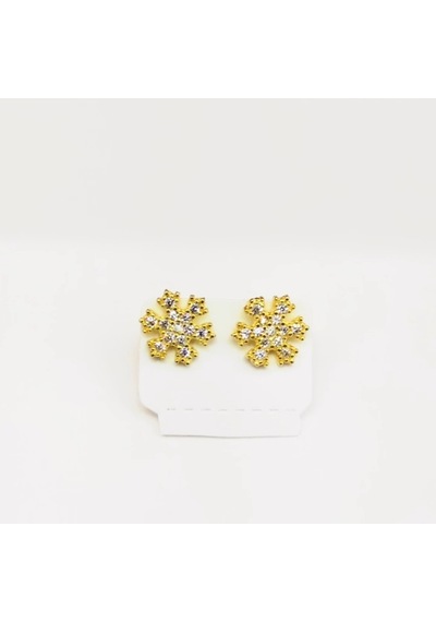 Oriental Kuyumculuk Jewellery Gold Altın Rengi Kar Tanesi Gümüş Küpe Gold
