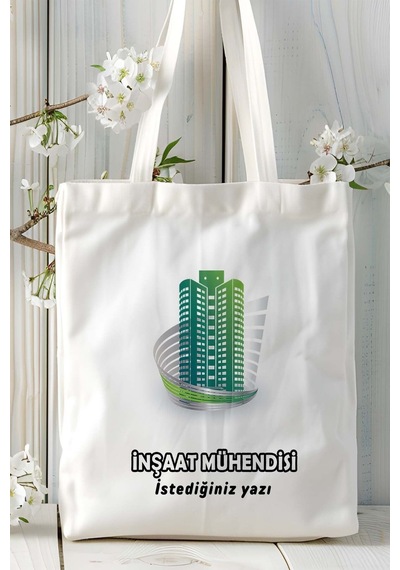 Art Hediye İnşaat Mühendisi Baskılı Bez Omuz Çantası Kişiye Özel Model 1 Çok Renkli