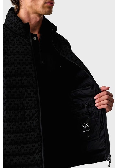 Armani Exchange Logolu Regular Fit Dik Yaka Fermuarlı Yelek Erkek Yelek Xm003511 Af19870 Uc001 Siyah