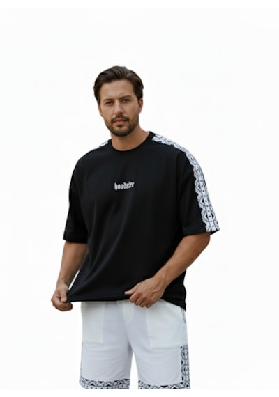 Hoodraze Tşört Oversize Siyah
