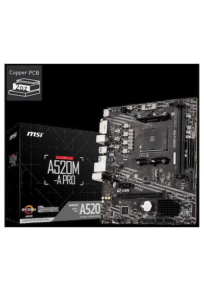 Msı A520m-a Pro Ddr4 4600mhz 1xhdmı 1xdvı 1xm.2 Usb 3.2 Matx Am4 Amd Am4 5000/4000/3000 Serileri İle Uyumlu -30540