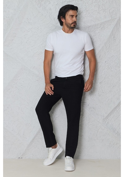 Blayn Jeans Erkek Fileto Cepli Yazlık Keten Pantolon Siyah