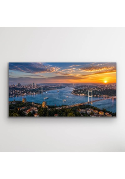 3 Boğaz Manzaralı İstanbul Kanvas Tablo 40x80 Cm Çok Renkli