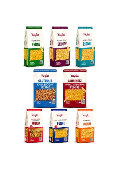 Yayla Glutensiz Karışık Makarna Seti 8 Li 400 Gr Penne Elbow Risoni Fusilli Avantaj