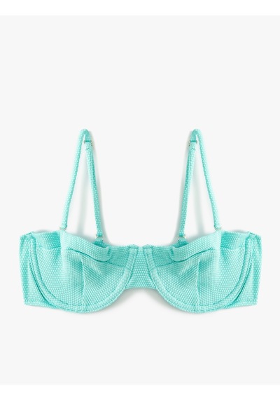 Koton Koton X Şahika Ercümen - Balenli Bikini Üstü Dokulu Turkuaz 4sak10236mm