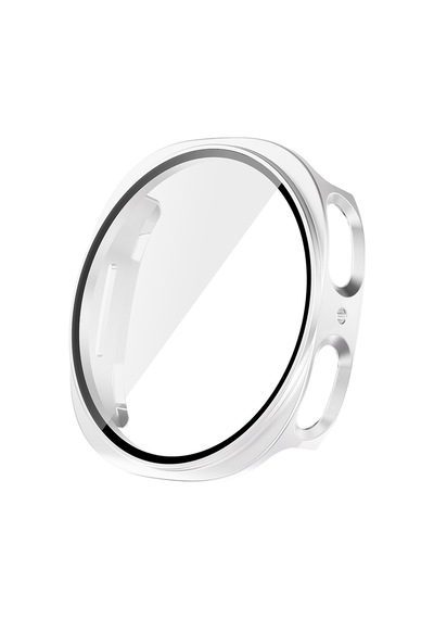 Galaxy Uyumlu Watch 8 44mm Sert Pc Kasa Ve Ekran Koruyucu Mkst Watch Gard 38 - Gümüş
