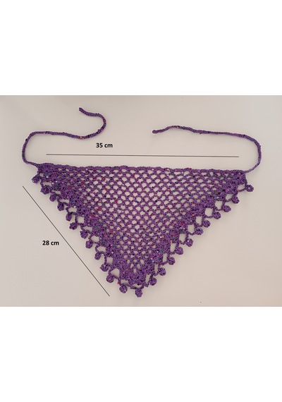 Anne-kız File Pullu Örgü Bandana-yazlık-saç Bandanası -plaj Uyumlu-mor