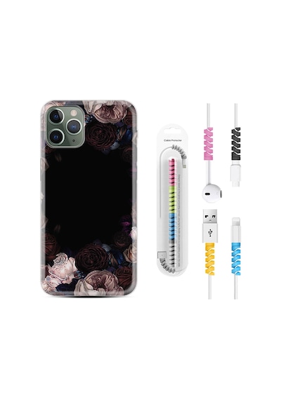 Apple Uyumlu iPhone 12 Pro Max Kılıf Kablo Koruyuculu Dark Flowers 1906