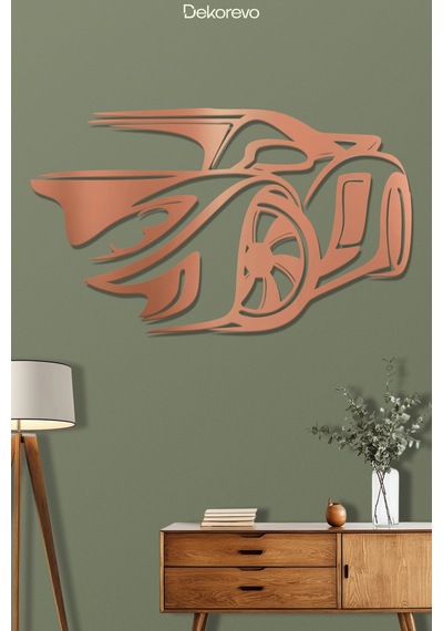 Spor Araba Silüeti Metal Duvar Tablosu - Metal Duvar Sanatı - Bronz - 21 X 30 Cm