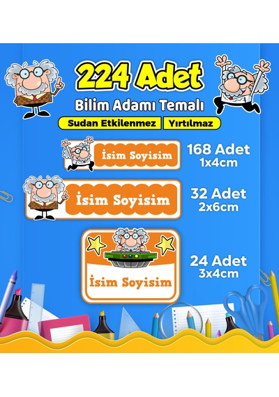 Sevimli Çocuklar Temalı Okul Kreş Kişiye Özel İsim Etiketi - Model 607 Çok Renkli
