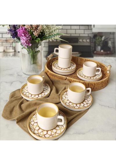 Worn Stackable Çay Takımı 12 Parça 6 Kişilik 22968-23057 Açık Gri