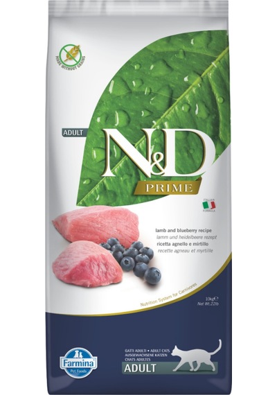 N&d Prime Kuzu Etli Ve Yaban Mersinli Tahılsız Yetişkin Kedi Maması 10 Kg