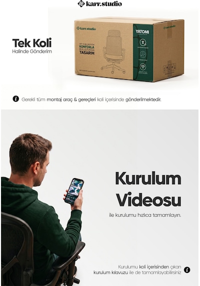 Yatomi Masajlı Ergonomik Çalışma Sandalyesi - Siyah