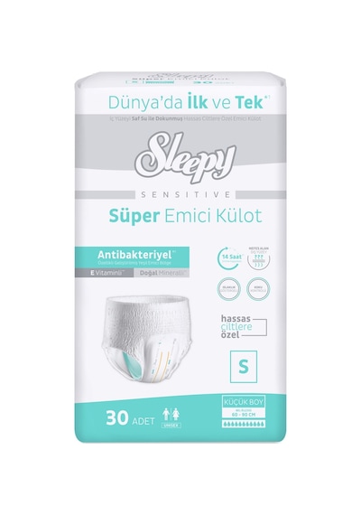 Sleepy Sensitive Antibakteriyel Emici Külot Small 30 Adet