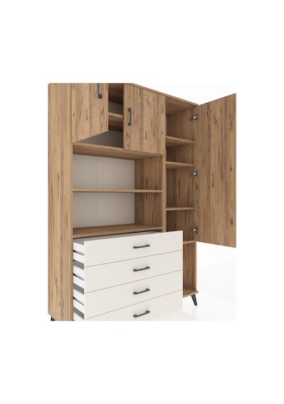 Hyperion Dolap 8 Raflı 4 Çekmeceli 3 Kapaklı 132x44x195 Çam-ç... Çam