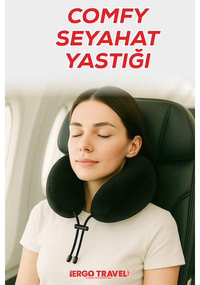 Viscofoam Comfy Ortopedik Seyahat Yastığı Visco Boyun Destekli Seyahat Yastığı - Siyah | Ergo Travel