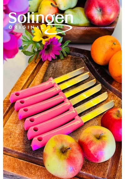 Makri Home Makri Home 6'lı Tırtıklı Meyve Ve Sebze Bıçak Seti, Pembe Beyaz - Pembe