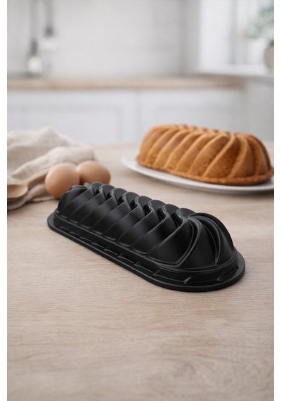 Sara Baton Döküm Kek Kalıbı 35cm Siyah Siyah