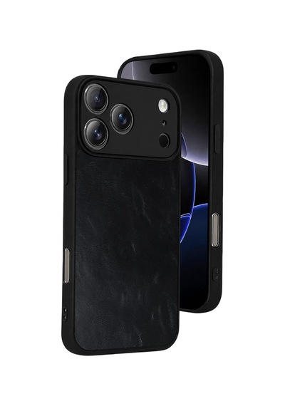 İphone 17 Pro Aras Deri Kapak - Siyah