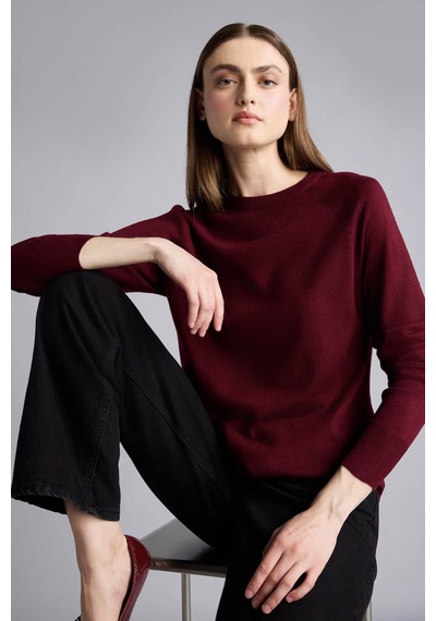 Defacto Ultra Yumuşak Relaxed Fit Basıc Bordo Kadın Kazak I6913az/br375
