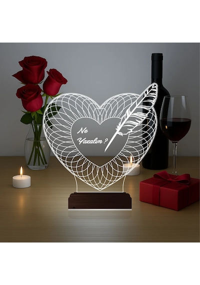 Luvivia Kalp Sevgiliye Hediye Kişiye Özel 3d Lamba - Masa Gece Lambası V22