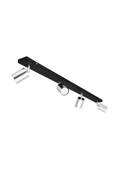 Mylights Gu10 Dörtlü 4 Lü Siyah Gövde Krom Başlıklı Hareketli Tasarruflu Led Tavan Spot Avize Krom