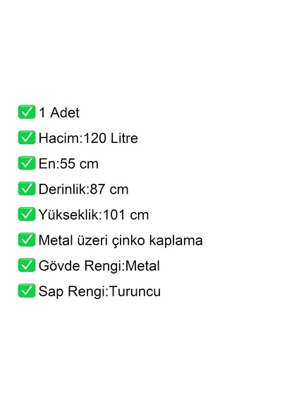 Ma120 Metal Market Alışveriş Arabası 120 Litre / En:55 Boy:87 Yükseklik:101 Cm