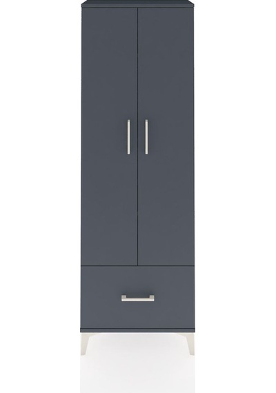 Arges Dolap 4 Raflı Tek Çekmeceli 2 Kapaklı 60x30x182 Antrasi... Antrasit