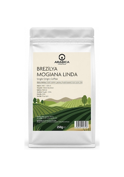 Brezilya Mogiana Linda 250 G %100 Arabica Specialty Çekirdek Kahve Medium Kavrulmuş Moka Pot
