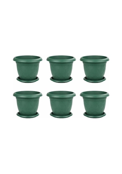So-d003 6 Adet Damla Desen Tabaklı Saksı Takımı 1.5 Litre No:3 Yeşil