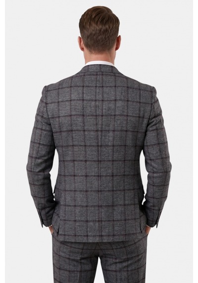 Deepsea Antrasit Kare Desenli Slim Fit Erkek Takım Elbise Çift Düğme Çift Yırtmaç 2 Li Takım 2601812 Deepsea Antrasit Kare Desenli Slim Fit Erkek Takım Elbise Çift Düğme Çift Yırtmaç 2 Li Takım 2601812