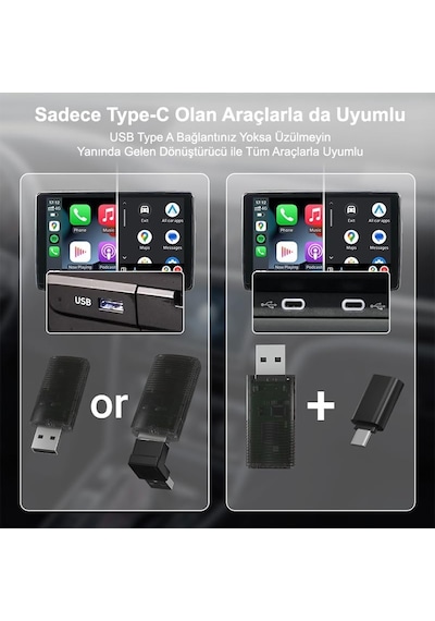 Dark Mini Pro Duo 2in1 Araç Kiti Wireless/kablosuz Carplay Ve Android Auto Adaptörü