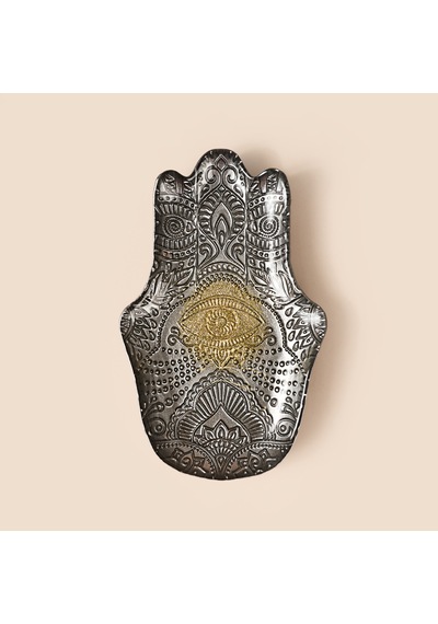 Deco Rabia Eli Dekoratif Tabak - Gri - 22x15 Cm