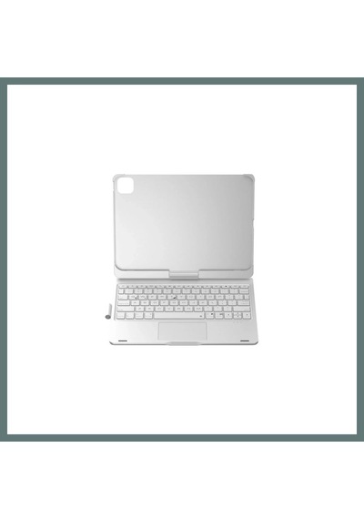 Bezos Apple iPad Uyumlu Pro 11 2024 F11 Ats Kılıf Magic Dönen Klavyeli Tablet Kılıf - Gümüş Ventra