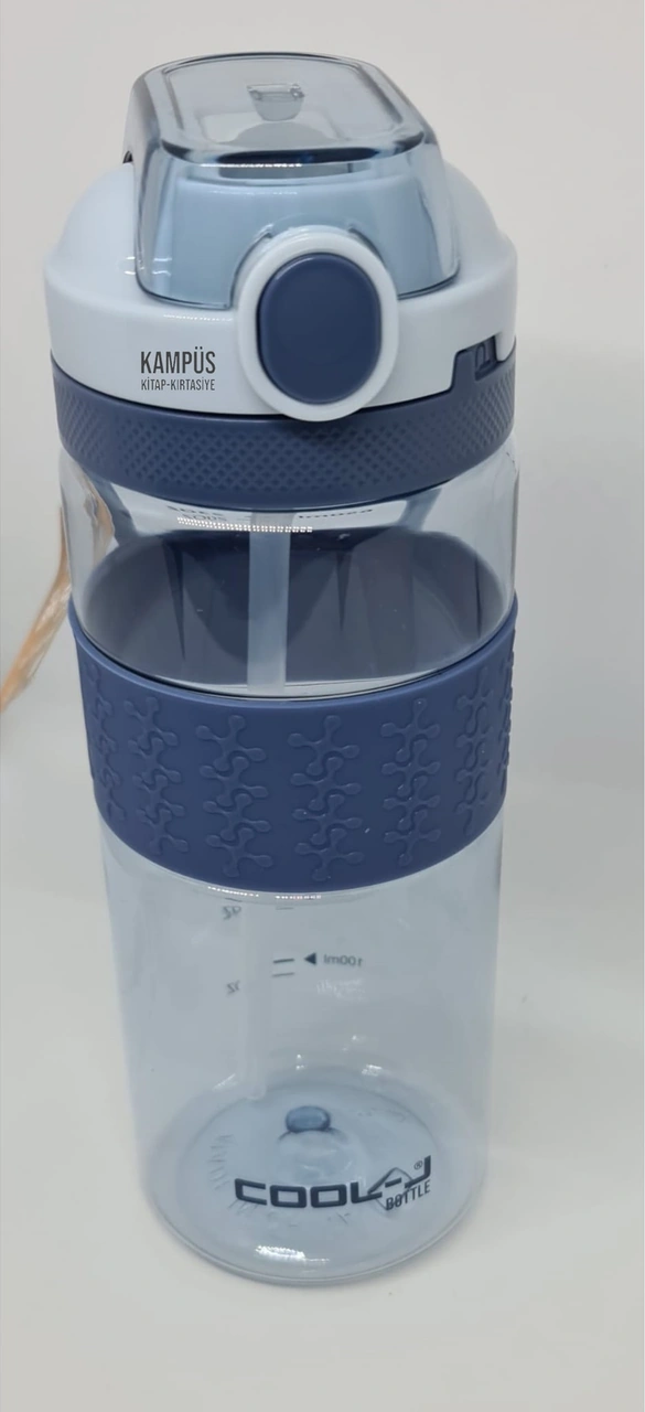 Cool-j 650ml Pipetli Kilitli Mavi K7570 Tritan Matara Turkuaz - Mavi