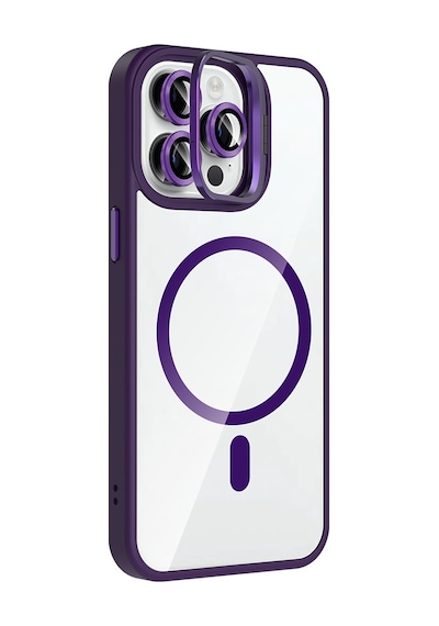 Apple Uyumlu iPhone 14 Pro Max Kılıf Standlı + Kamera Lens Koruma Setli M-safe Şarj Özellikli Mkst Desert Titanyum Desert Titanyum