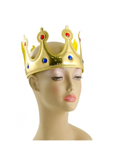 Altın Renk Kumaş Malzemeden İmal Yetişkin Ve Çocuk Kral Tacı 55 Cm 5691 "