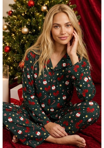 Siyah İnci Yılbaşı Temalı Desenli Termal Kumaşlı Ultra Soft Yumuşak Düğmeli Örme Pijama Takımı 26226111 Yeşil Siyah İnci Yılbaşı Temalı Desenli Termal Kumaşlı Ultra Soft Yumuşak Düğmeli Örme Pijama Takımı 26226111 Yeşil