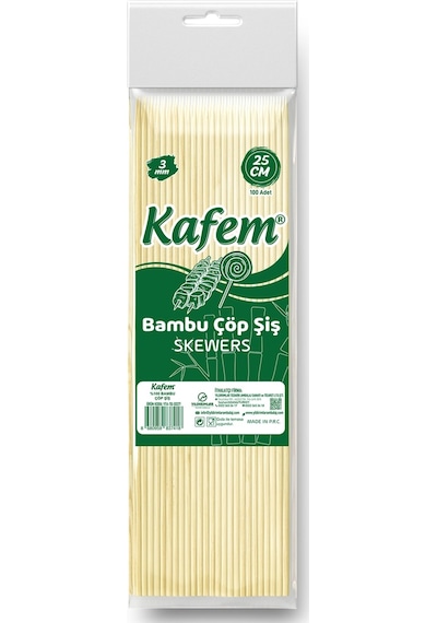 Kafem Bambu Çöp Şiş 20 CM 3 MM 100 Lü x 50 Paket