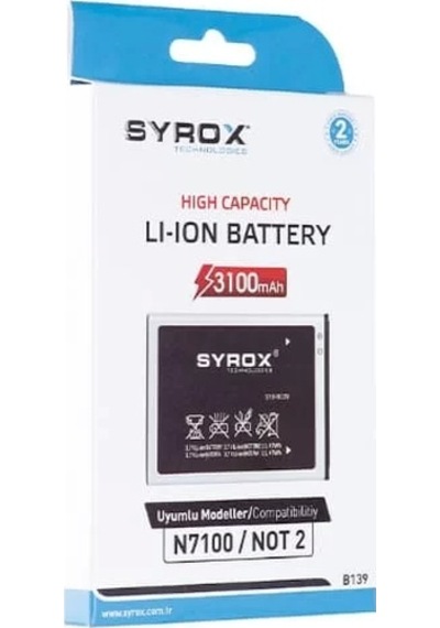 N7100/Note 2 Samsung Uyumlu Batarya Syrox SYX-B139