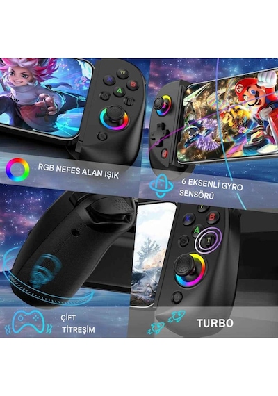 Bsp-d8 Bluetooth 5.2 Android/Apple Uyumlu iOS Tablet Telefon Mobil Telefon Tutucu Joystick Gamepad