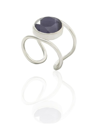 Kadir Jewellery 925 Ayar Gümüş Kaplama Zirkon Taşlı Kadın Minimal Yüzük Mor