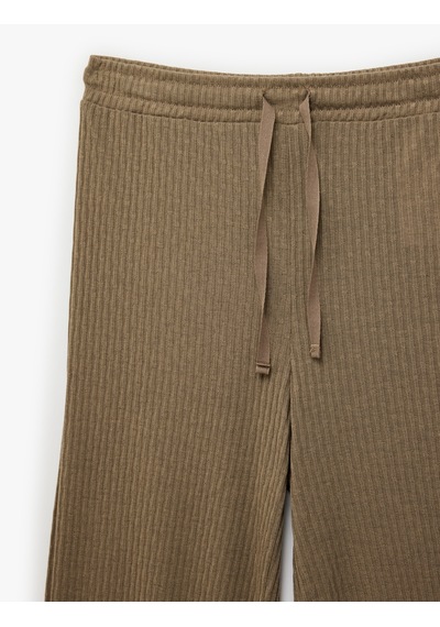 Koton Viskon Karışımlı Beli Lastikli Pijama Altı Kahverengi 6slk40005mk